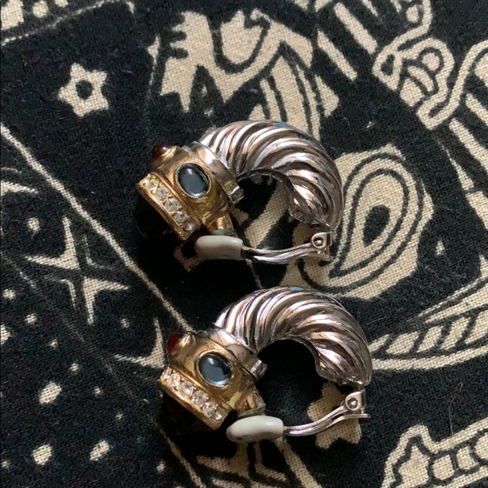 Vintage Clip-on earrings mixed metals gems glam